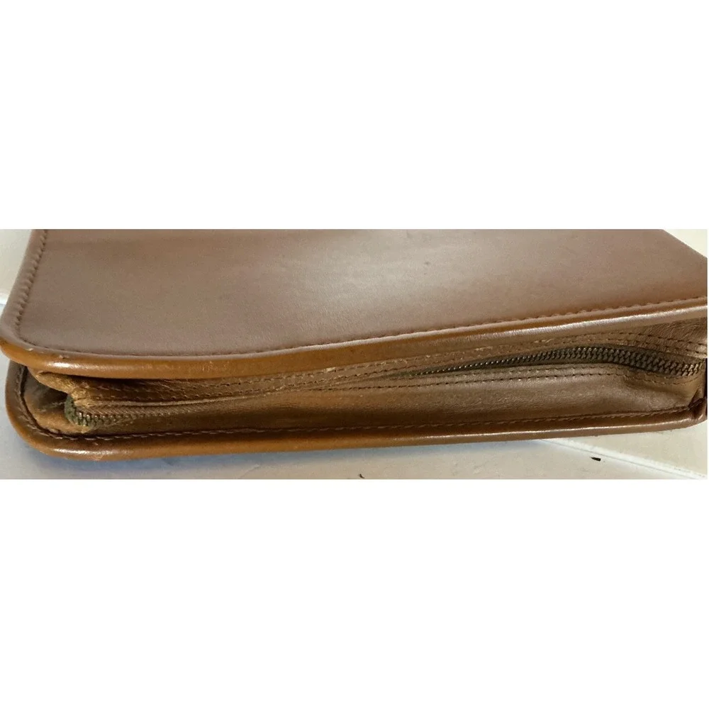 Vintage Leather Briefcase Slim Document Portfolio Brown Retractable Handle L 16